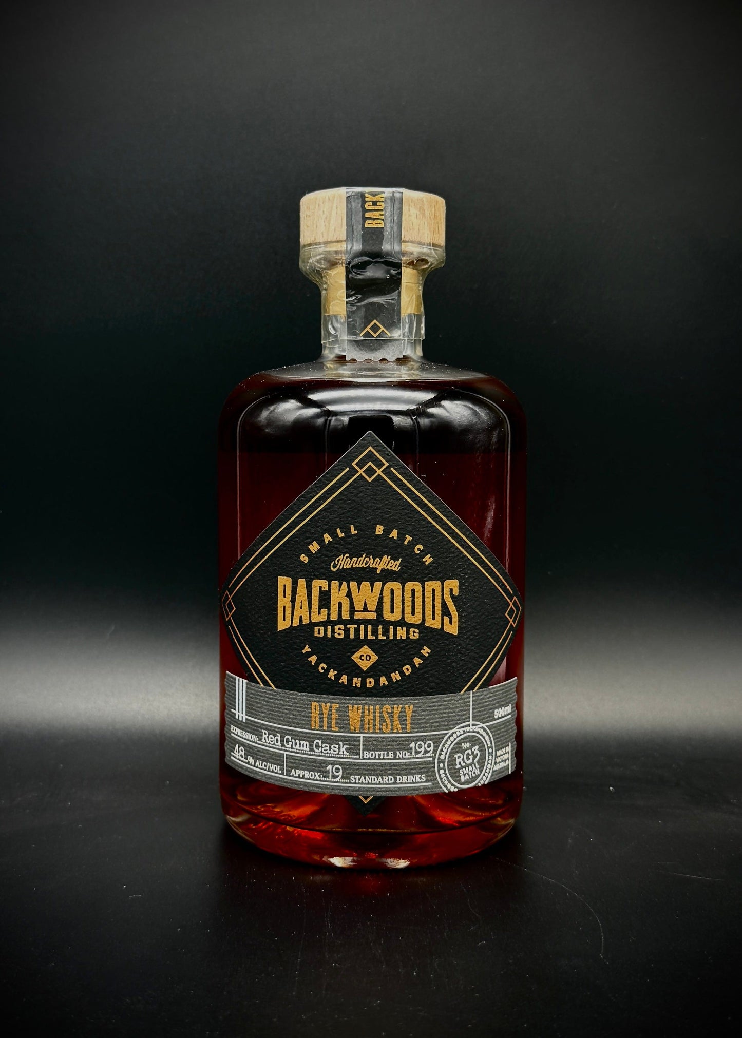 Horny Pony Backwoods Rye Whisky Red Gum Cask Matured RG3 48%abv 30ml