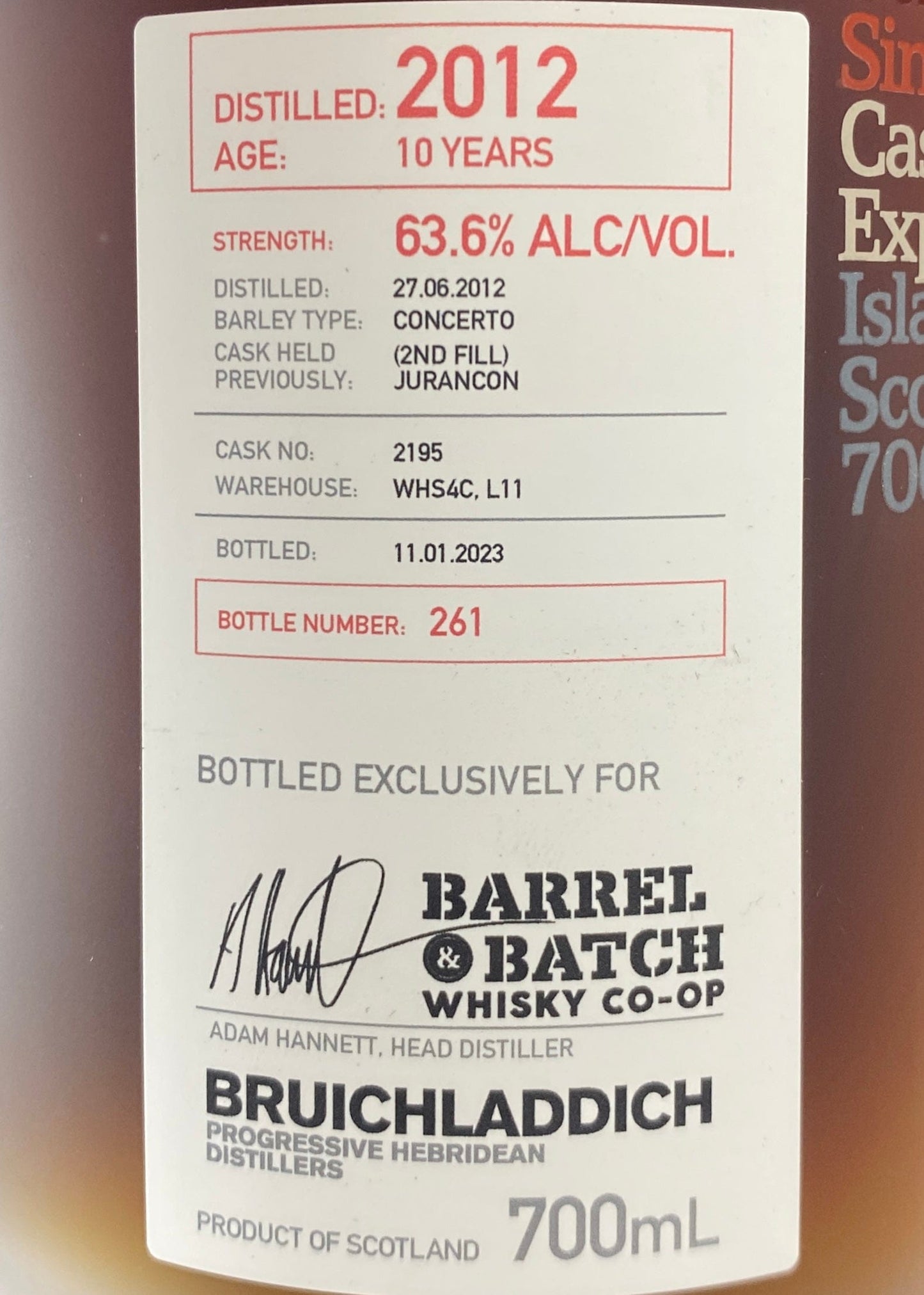 Horny Pony Bruichladdich 10y/o 2012 Jurancon Cask#2195 63.6%ABV 30ml