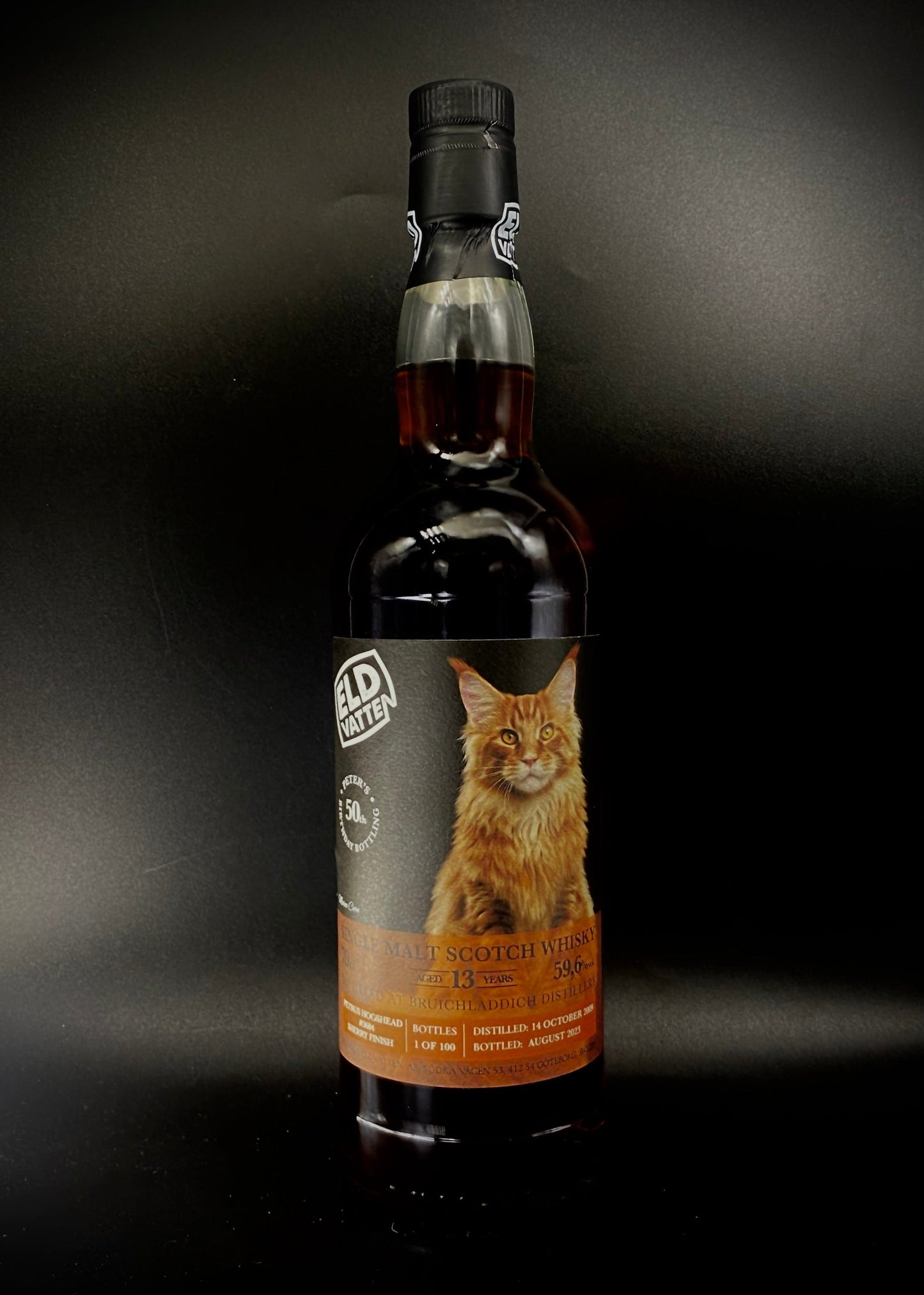 Horny Pony Bruichladdich 13y/o Petrus Hogshead #3684 Cat Label Svenska Eldvatten 59.6%ABV