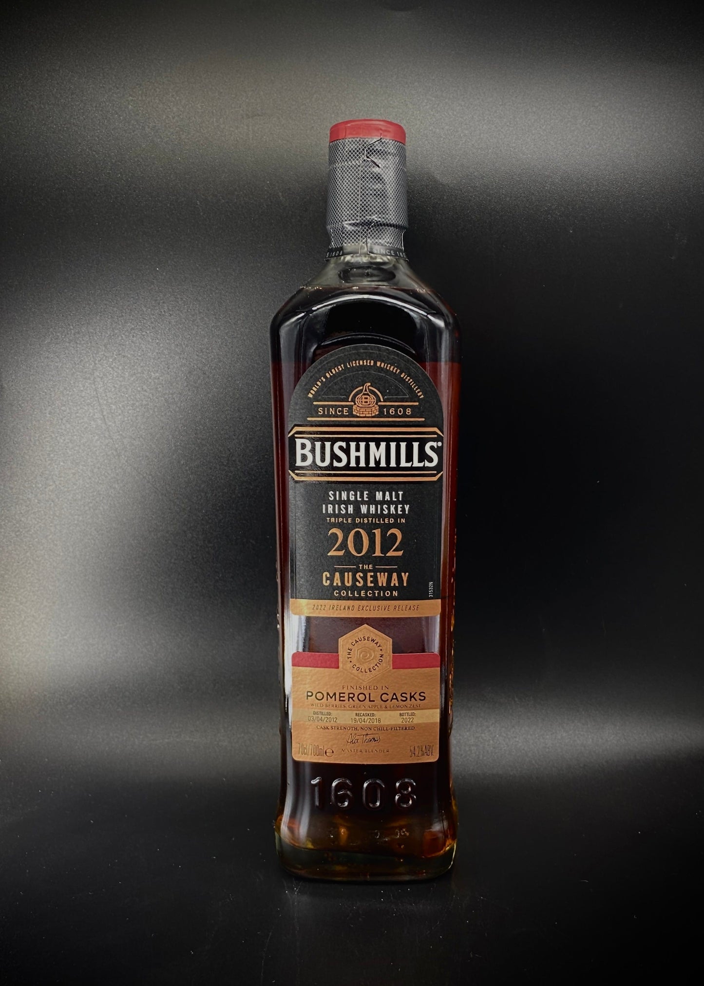 Horny Pony Bushmills 2012 The Causeway Collection Pomerol Cask Single Malt Irish Whiskey 54.2%ABV 30ml