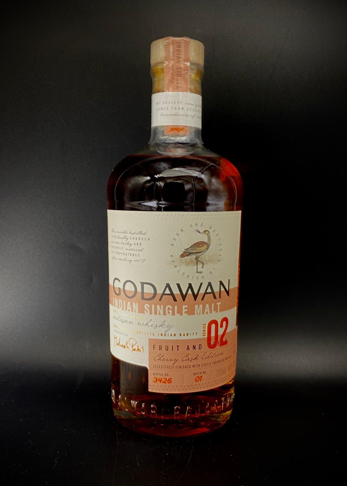Horny Pony Godawan 02 Cherry Wood Cask Indian Single Malt Whisky 46%ABV 30ML