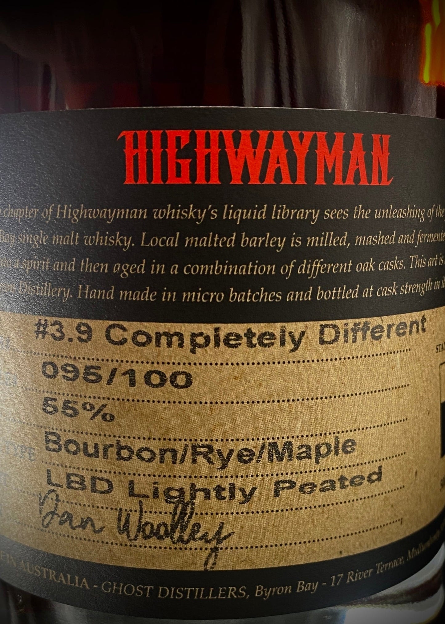 Horny Pony Highwayman #3.9 Completely Different Maple Cask Finish Whisky 55%ABV 30ml