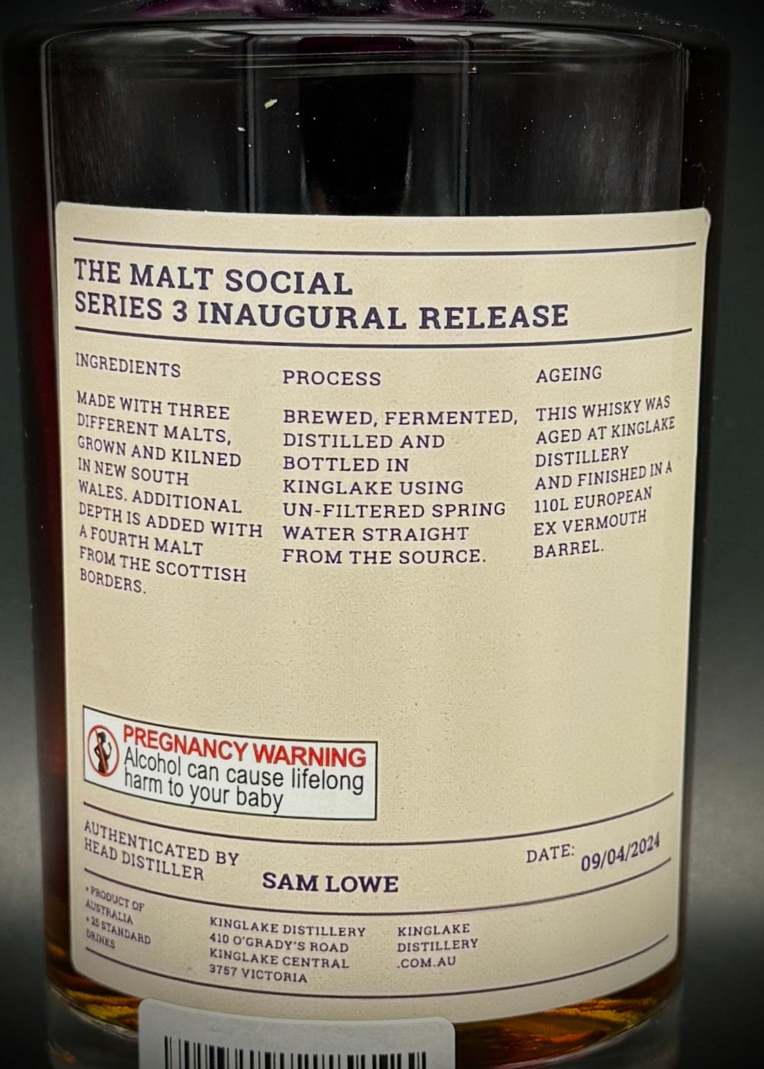 Horny Pony Kinglake Single Malt Vermouth Finish The Malt Social 61%ABV 30ml