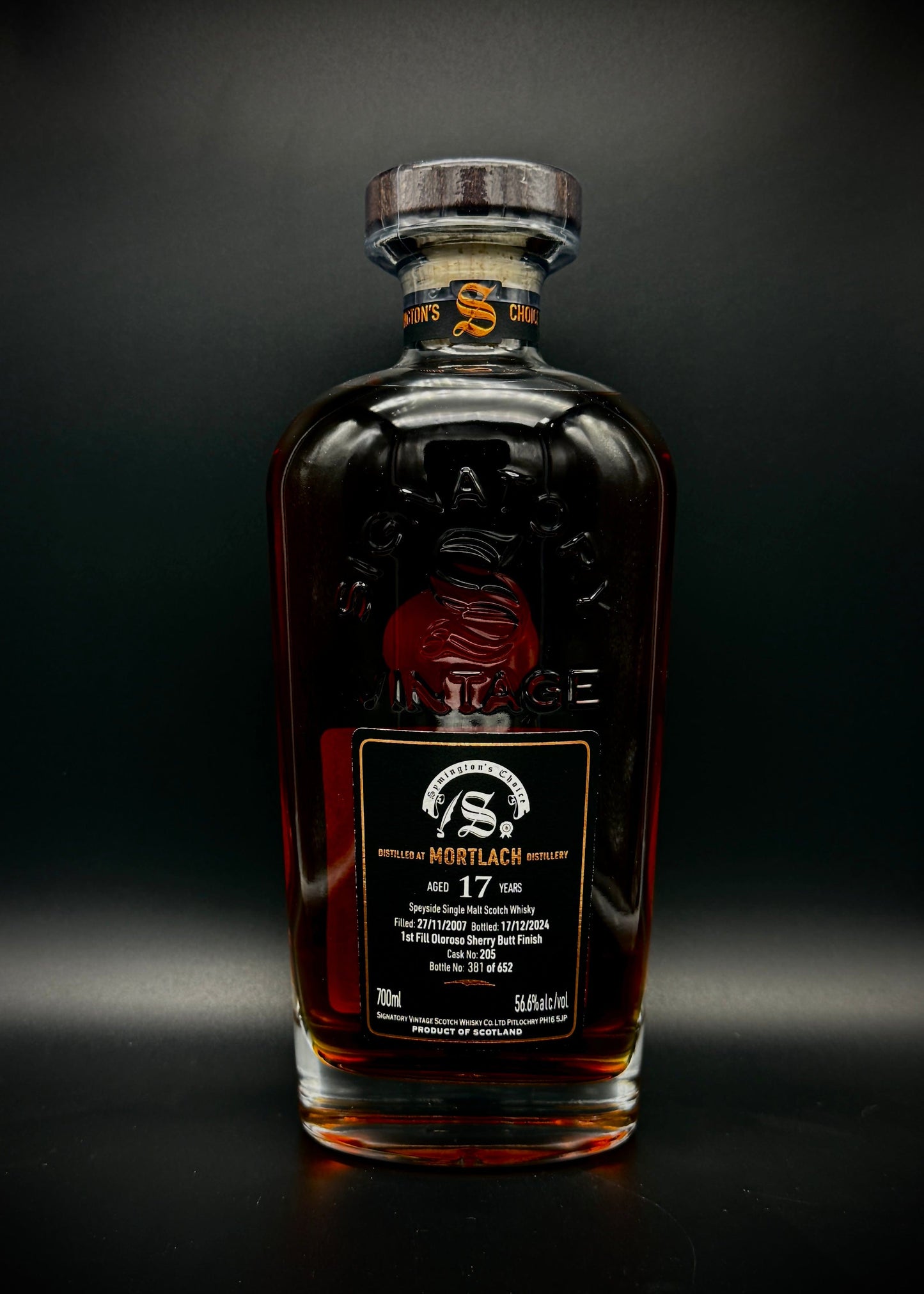 Horny Pony Mortlach 17y/o 2007 Oloroso Sherry Butt 205 Symingtons Choice Signatory Vintage 56.6%abv 30ml