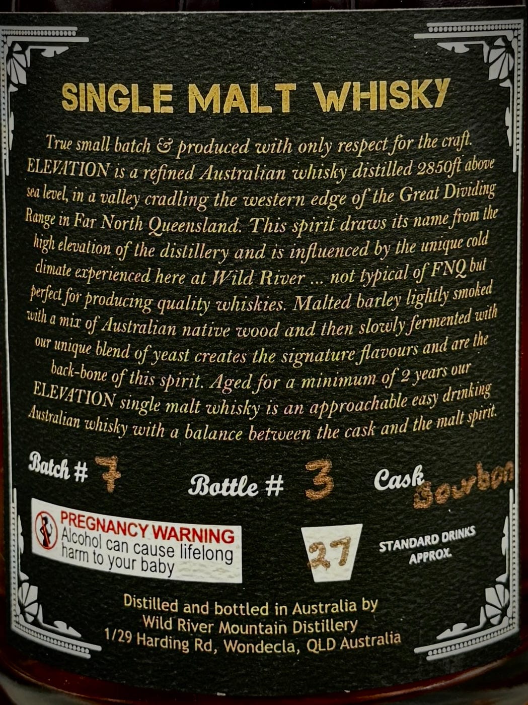 Horny Pony Wild River Elevation Batch 7 Bourbon Cask Native Wood Smoked Single Malt 48.3%ABV 30ml