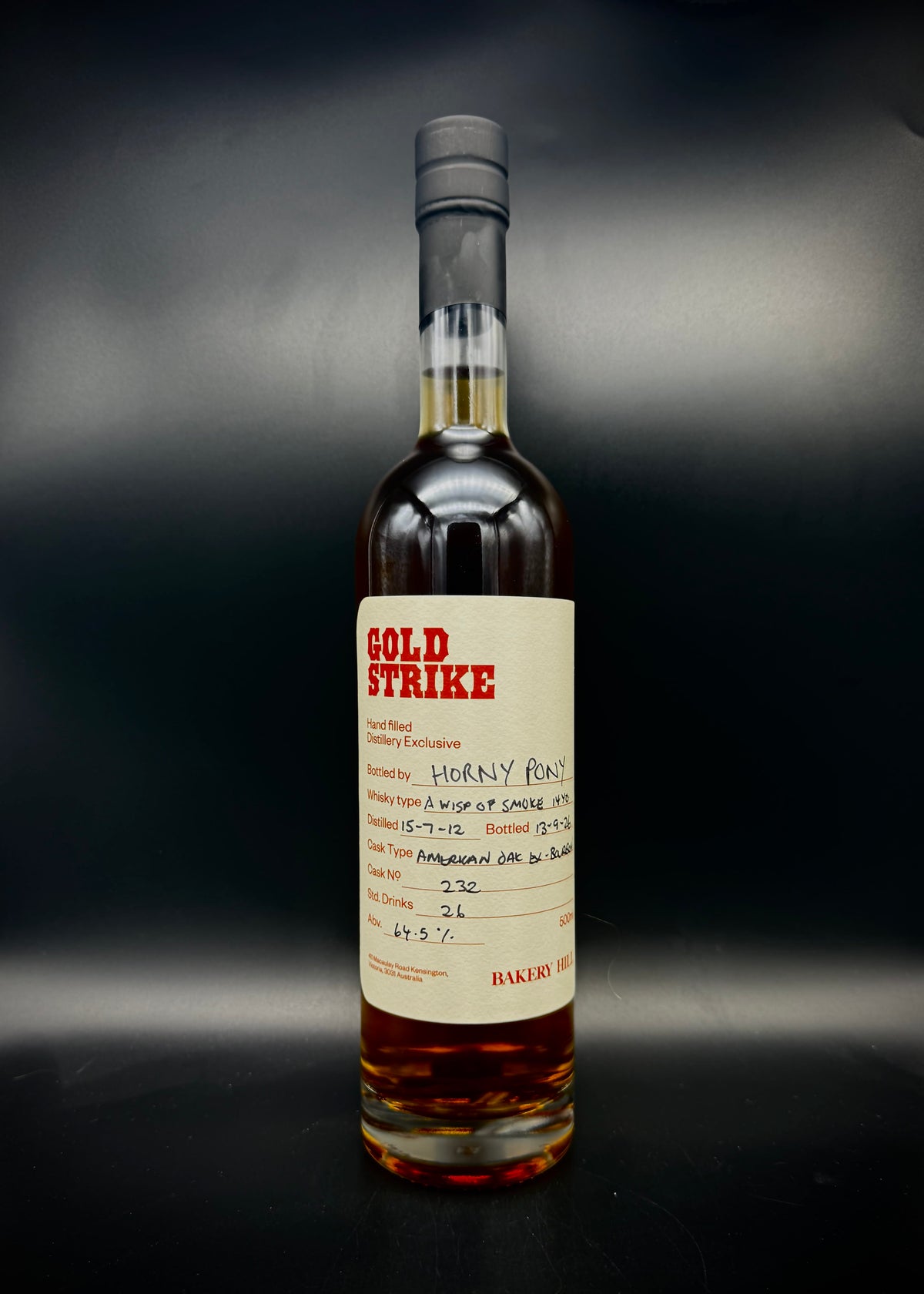 Horny Pony  Bakery Hill 14y/o A Wisp of Smoke 2 Handfill American ex-Bourbon Cask#232 64.5%ABV 30ml