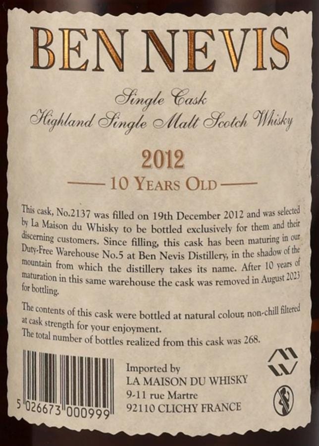 Horny Pony  Ben Nevis 10y/o 2012 American Wine Cask#2137 LMDW New Vibrations 59.3%abv 30ml
