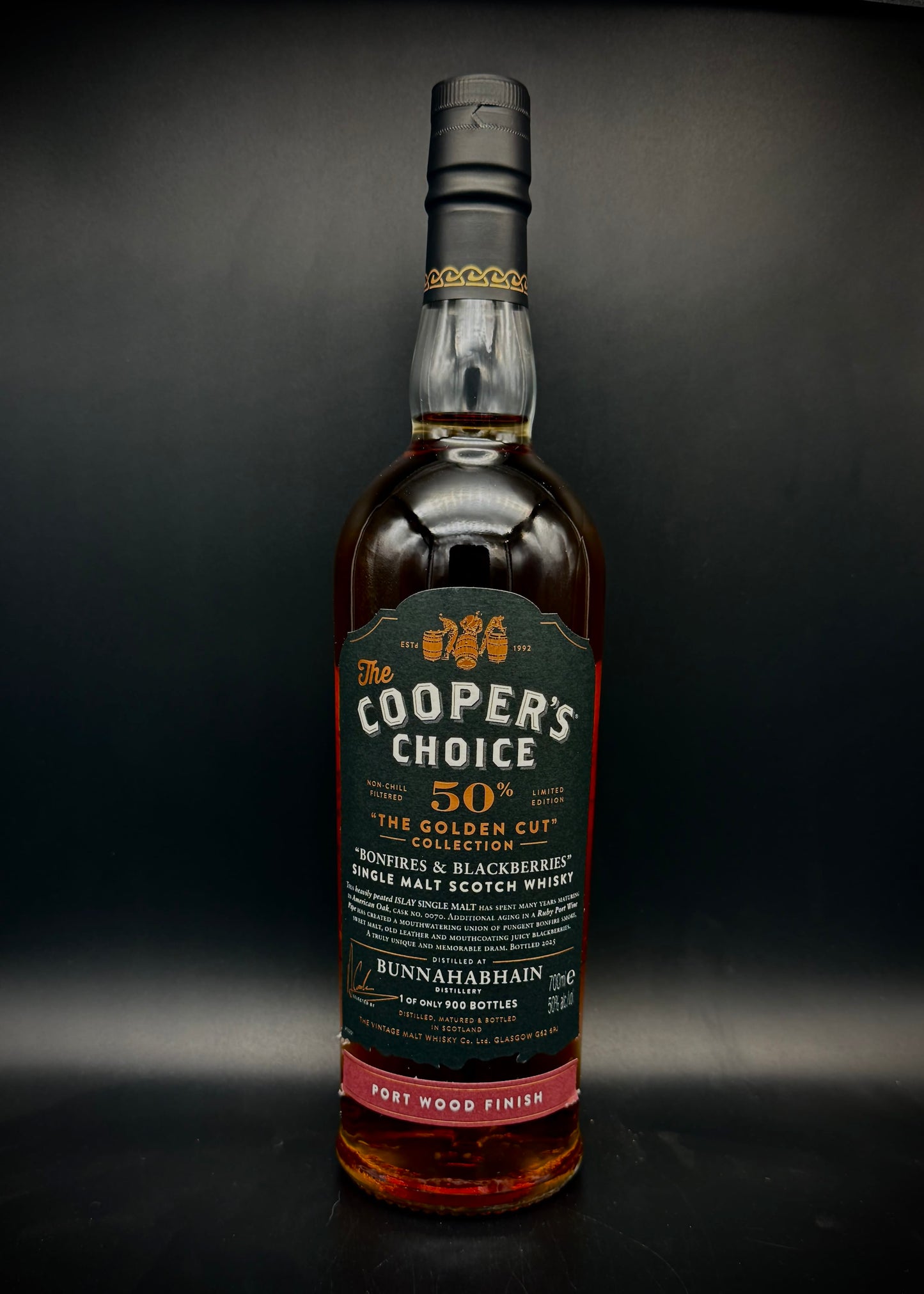 Horny Pony  Bunnahabhain 2015 Port Wood Finish "Bonfires and Blackberries" The Golden Cut 50%ABV 30ml