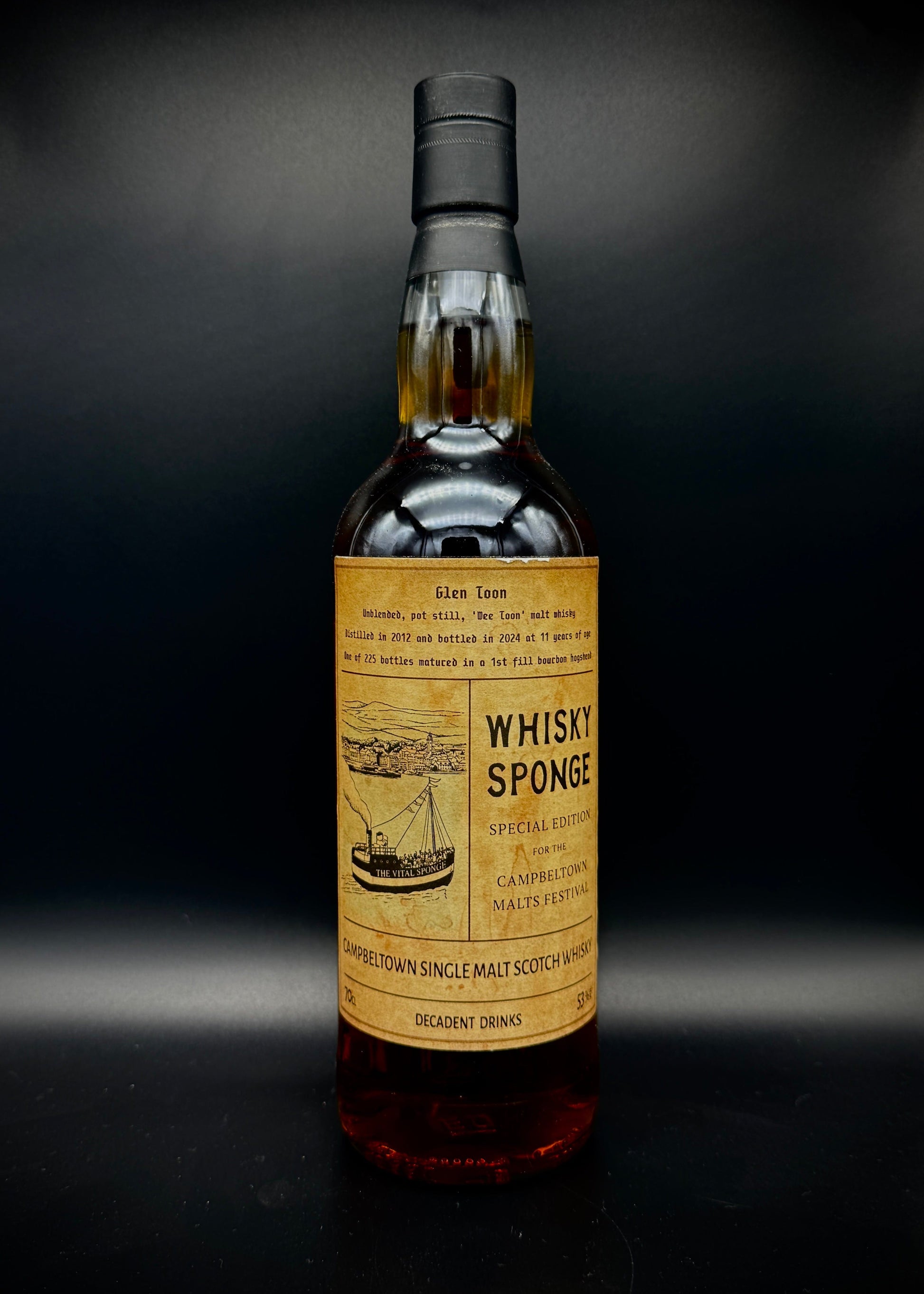 Horny Pony  'Glentoon' 12y/o Campbeltown Single Malt 1st fill bourbon hogshead Decadent Drinks for the Campbeltown Malts Festival 53%abv 30ml