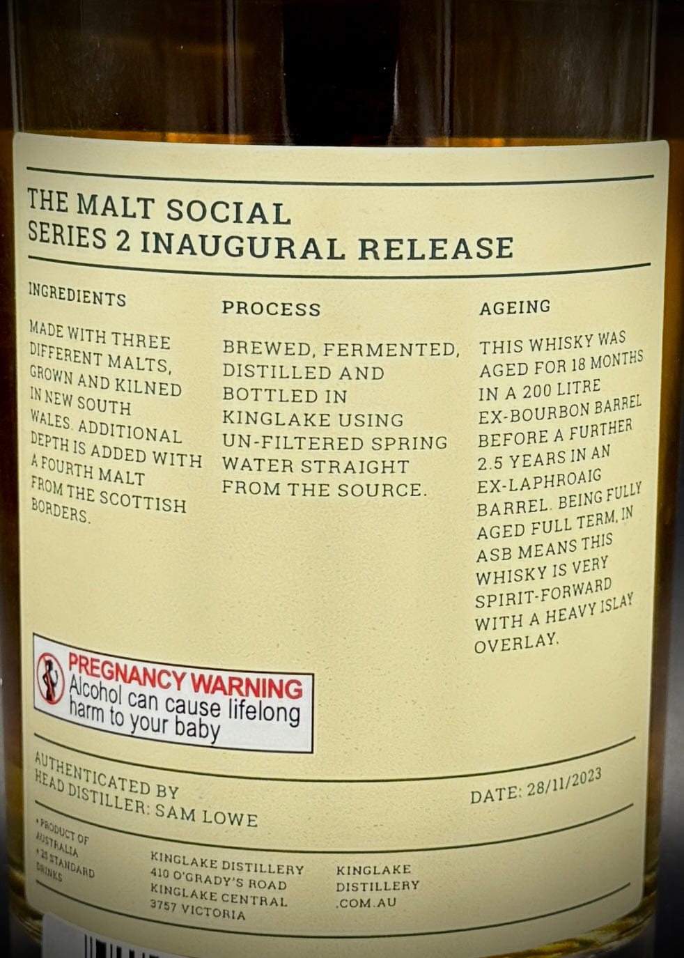 Horny Pony  Kinglake 4y/o ex-Laphroaig Cask The Malt Social 54%ABV 30ml