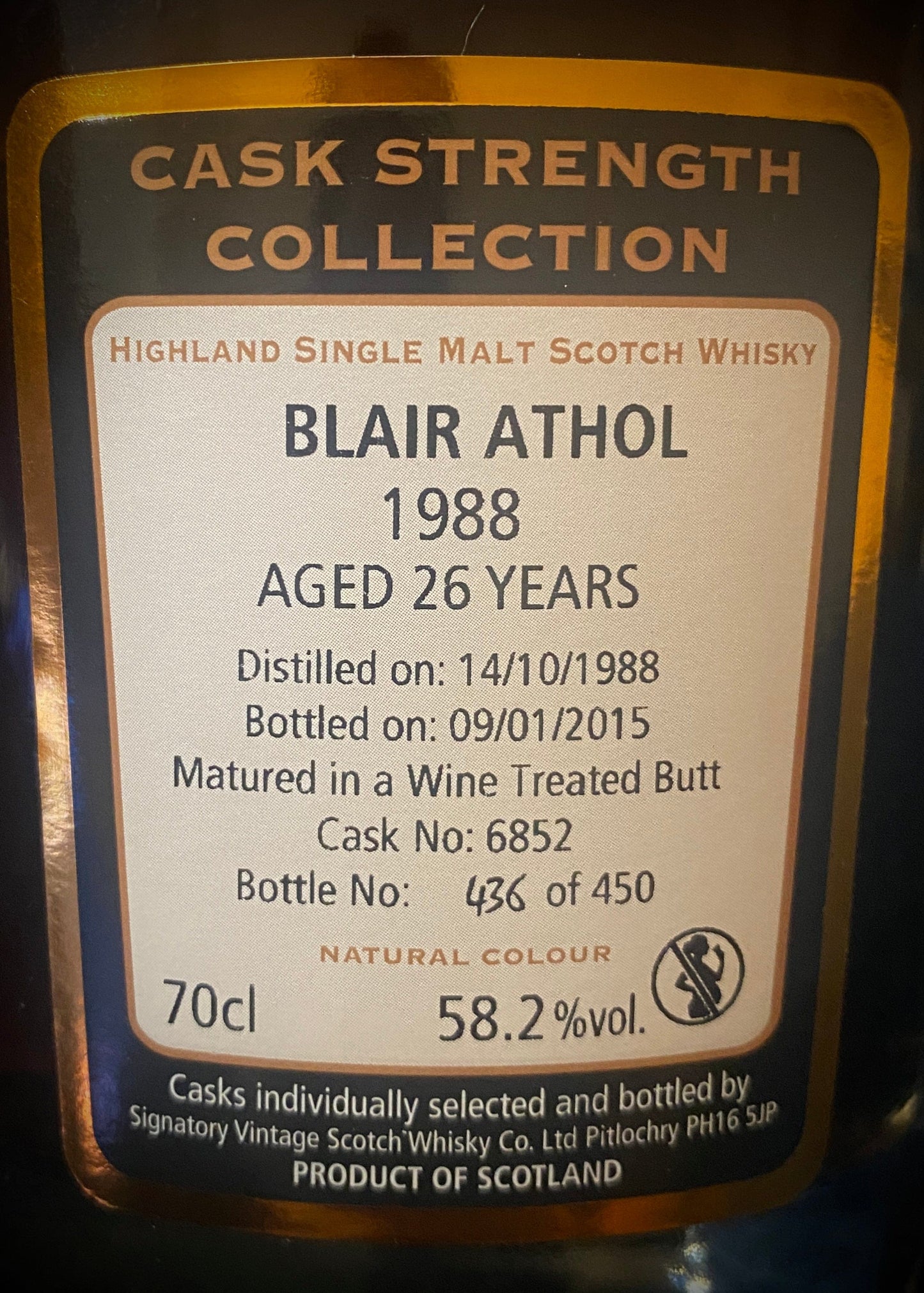 Horny Pony  Blair Athol 26y/o 1988 Tiger's Selection Signatory Vintage 58.2%ABV