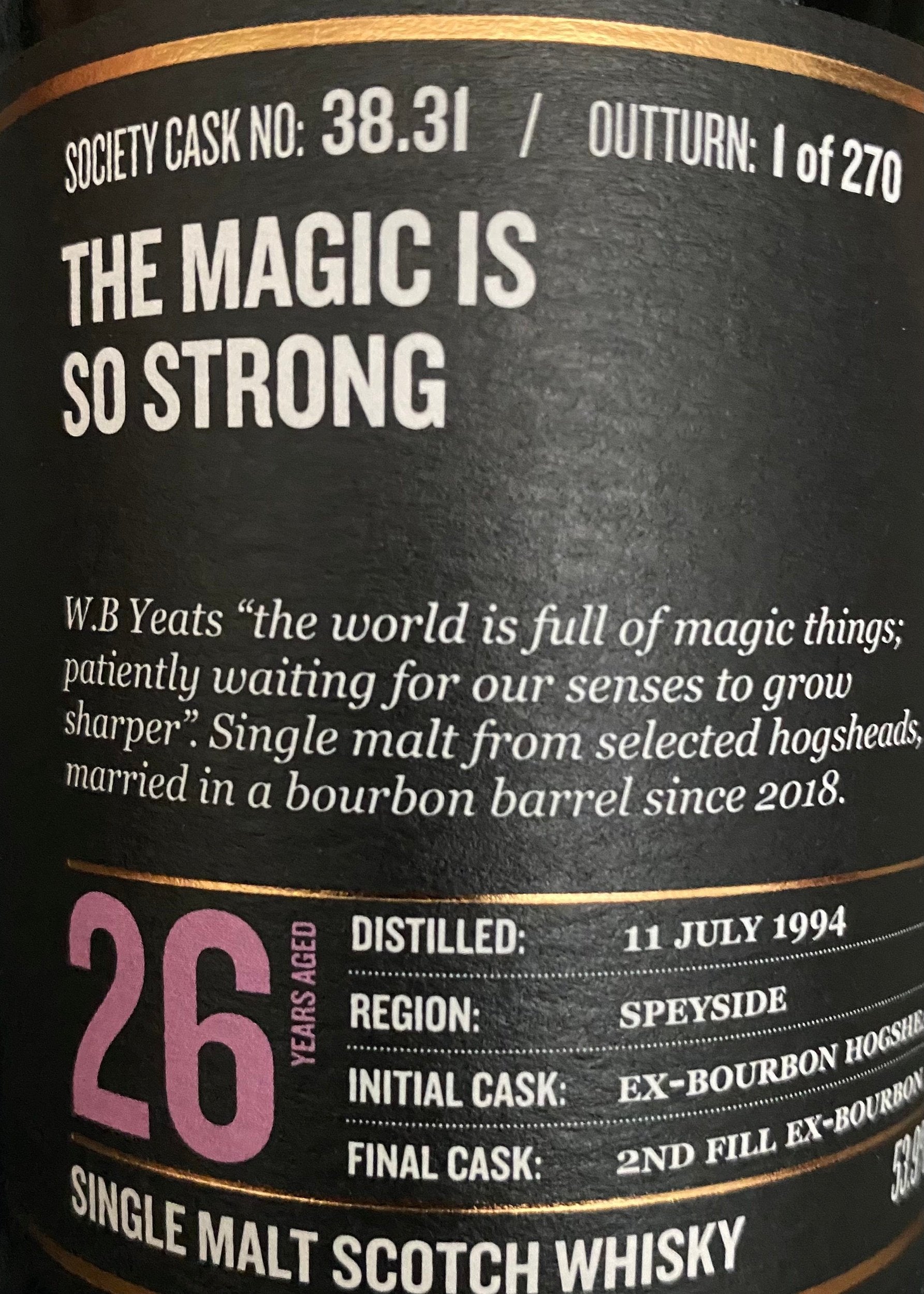 Horny Pony  Caperdonich 26y/o SMWS 38.31 'The Magic is so Strong' - 53.9% ABV - 30ml