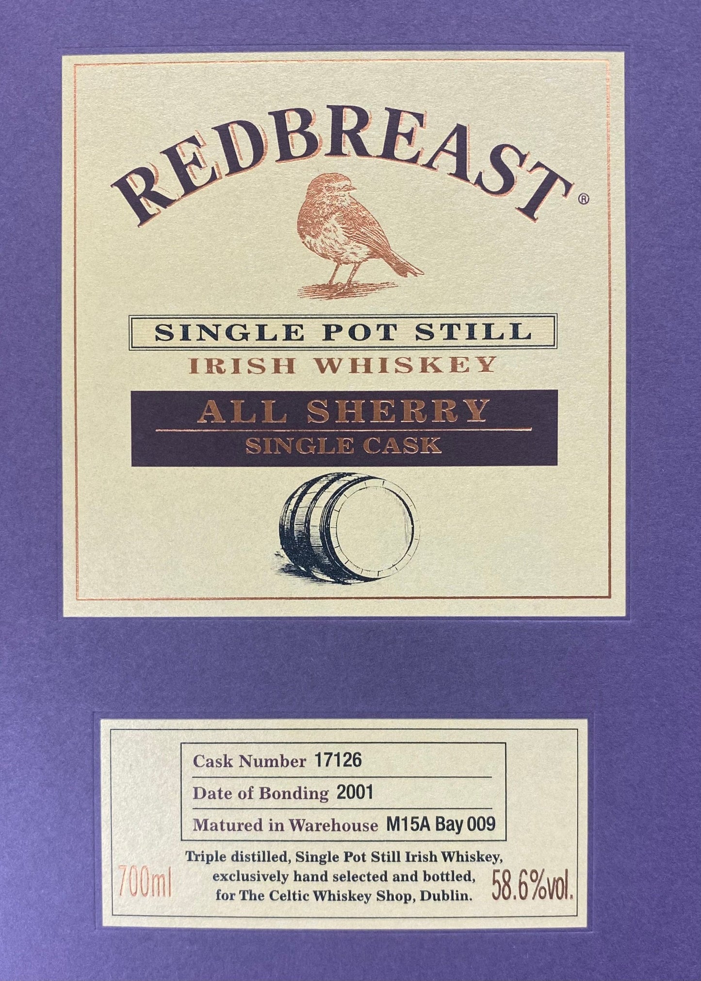 Horny Pony  Redbreast Single Cask 2001 16y/o 1st Fill Sherry Butt #17126 Single Pot Still Irish Whiskey 58.6% - 15ml /30ml