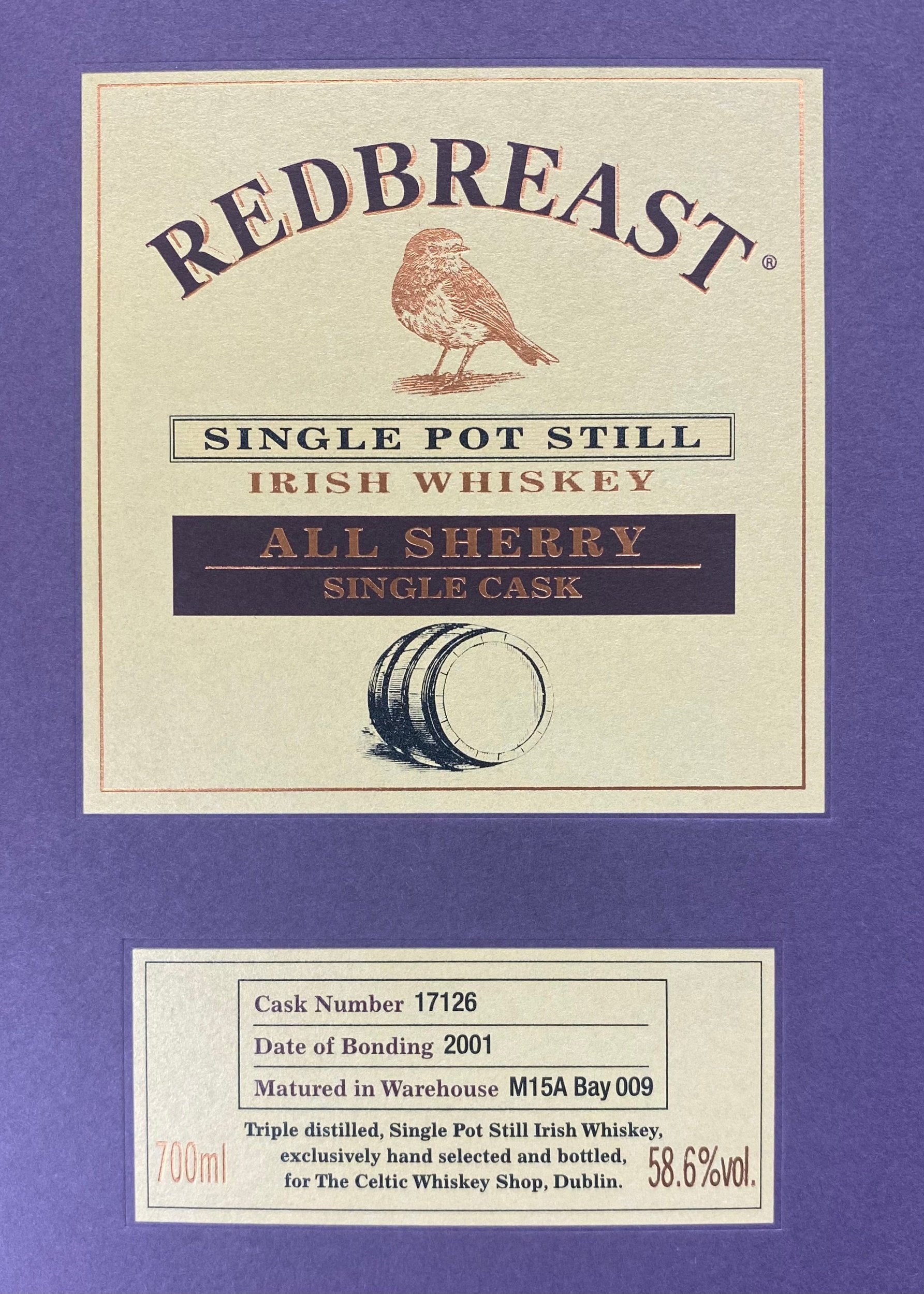 Horny Pony  Redbreast Single Cask 2001 16y/o 1st Fill Sherry Butt #17126 Single Pot Still Irish Whiskey 58.6% - 15ml /30ml